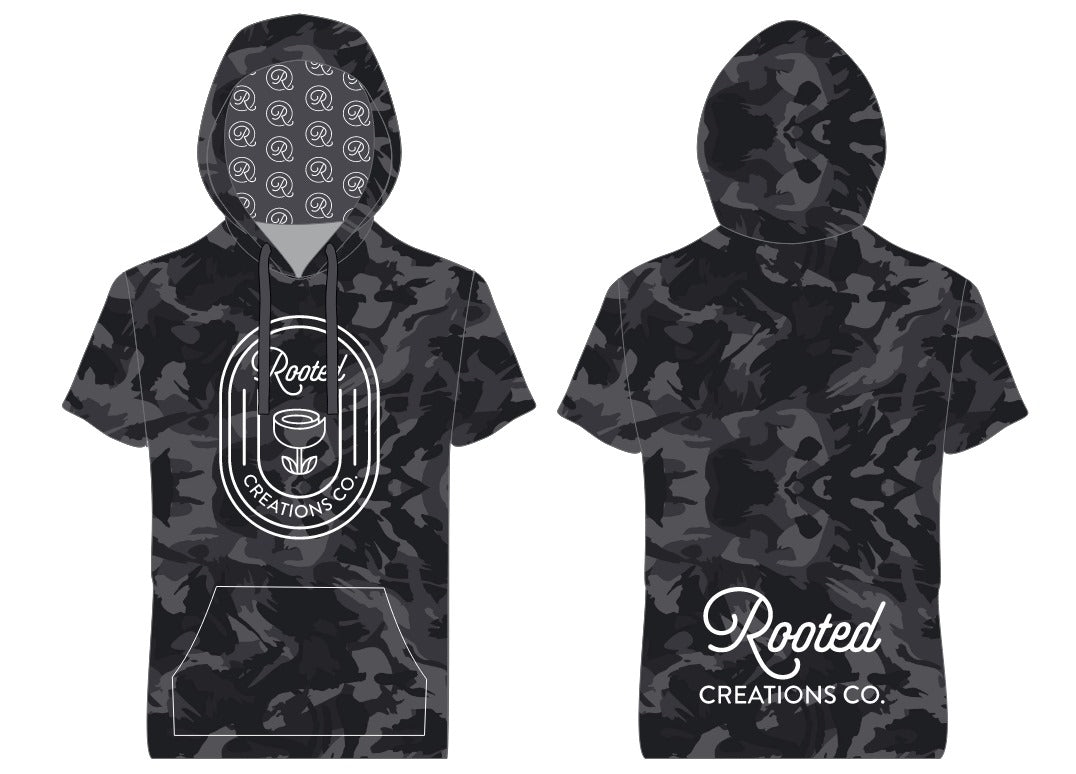 Lightweight Short Sleeve Hoodie - Black Camo