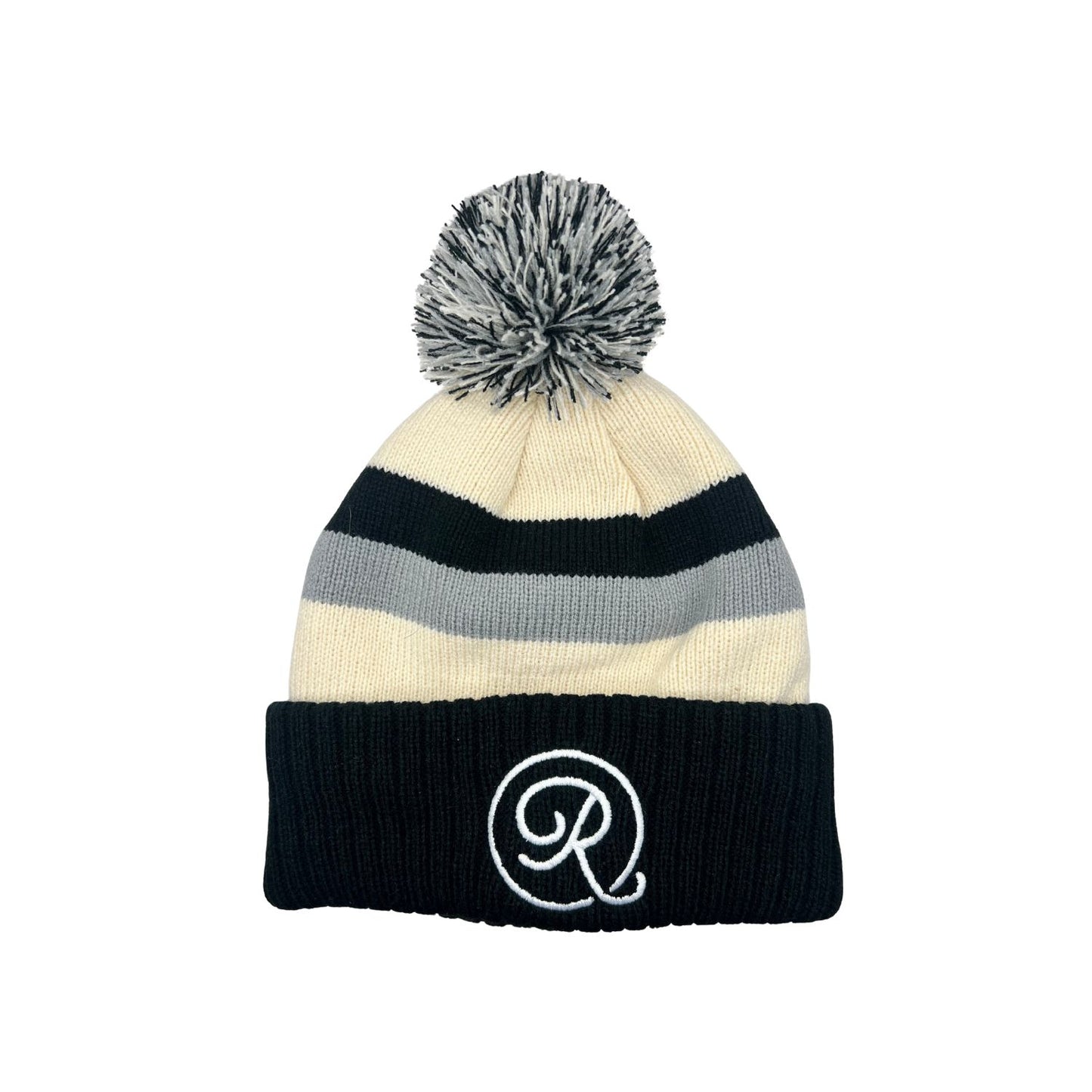 Icon Pom Pom Beanie - Black/Cream/Grey