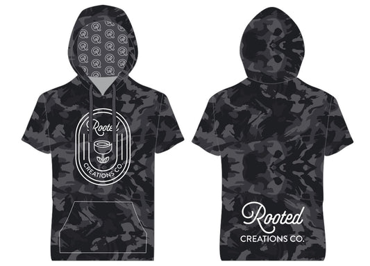 Lightweight Short Sleeve Hoodie - Black Camo