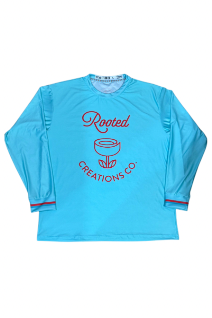Vertical Logo Long Sleeve - Light Blue/Red