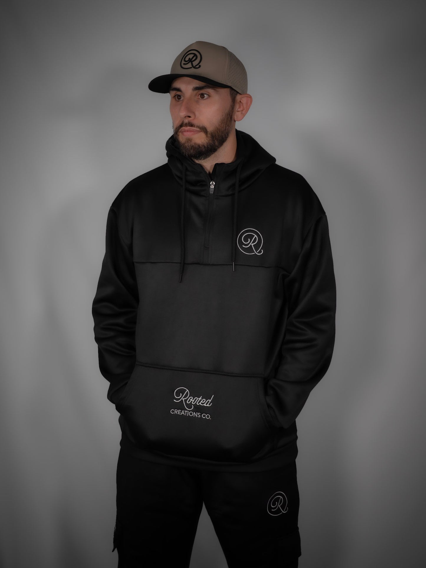 High Neck Quarter Zip - Black