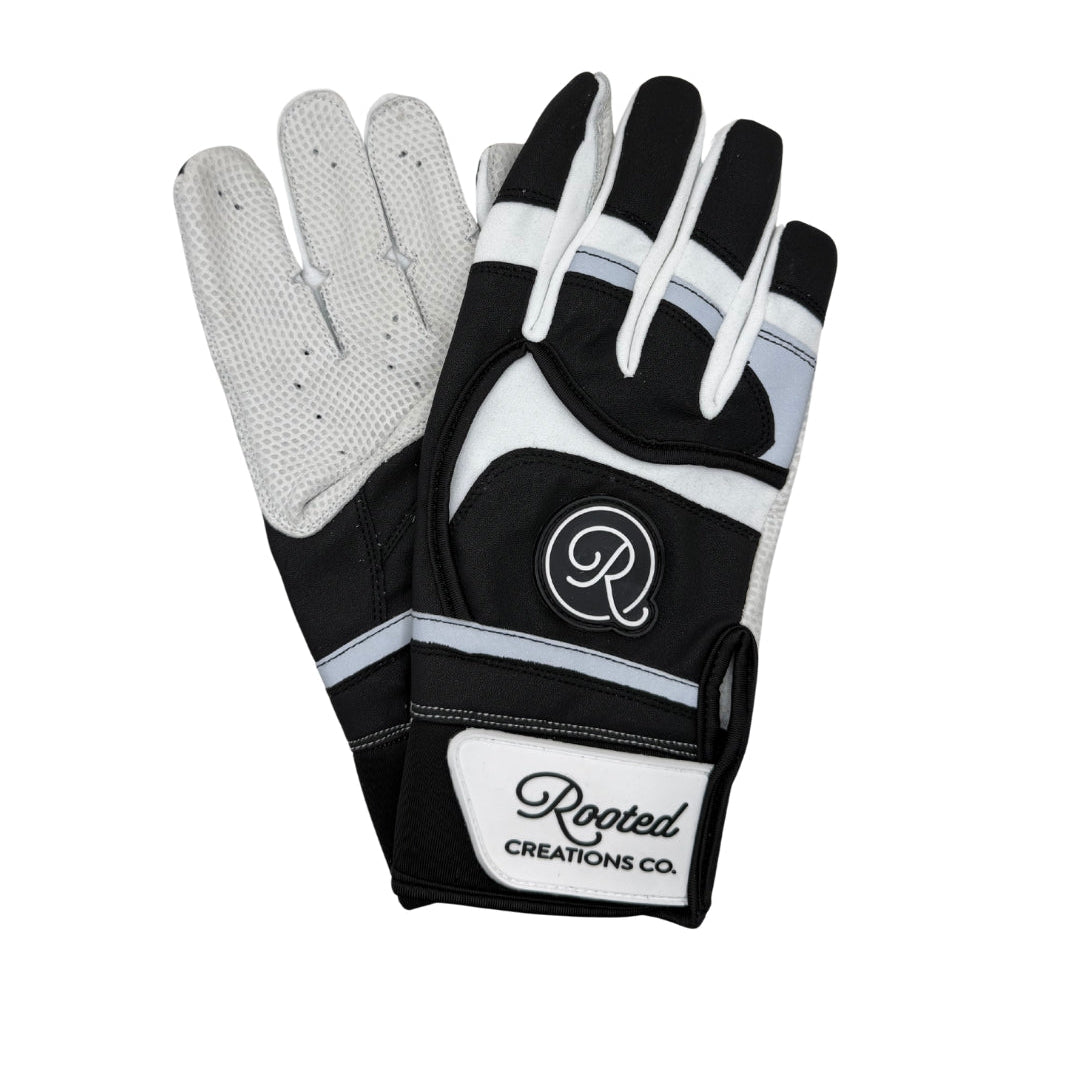 Leather Batting Glove - Black/White