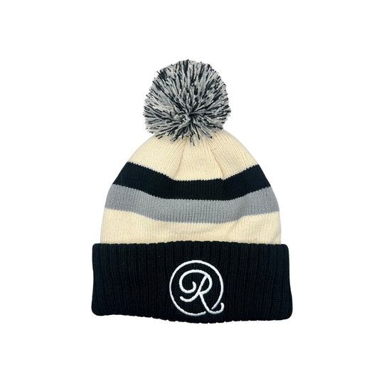 Icon Pom Pom Beanie - Black/Cream/Grey