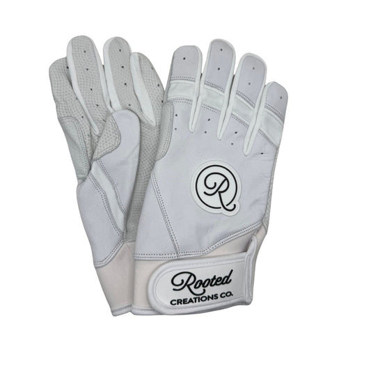 Leather Batting Glove - White/Black